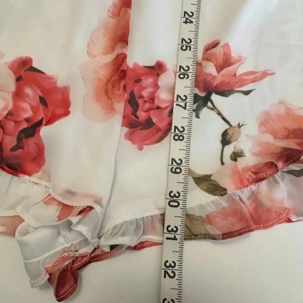 Show Me Your Mumu‎ Riri Romper XS White Pink V Neck Floral Elastic Waistband